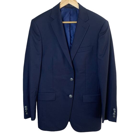 Hart Schaffner Marx Sz 39R 100% Wool Silver Button Sport Coat Blazer Jacket Blue - Picture 1 of 10